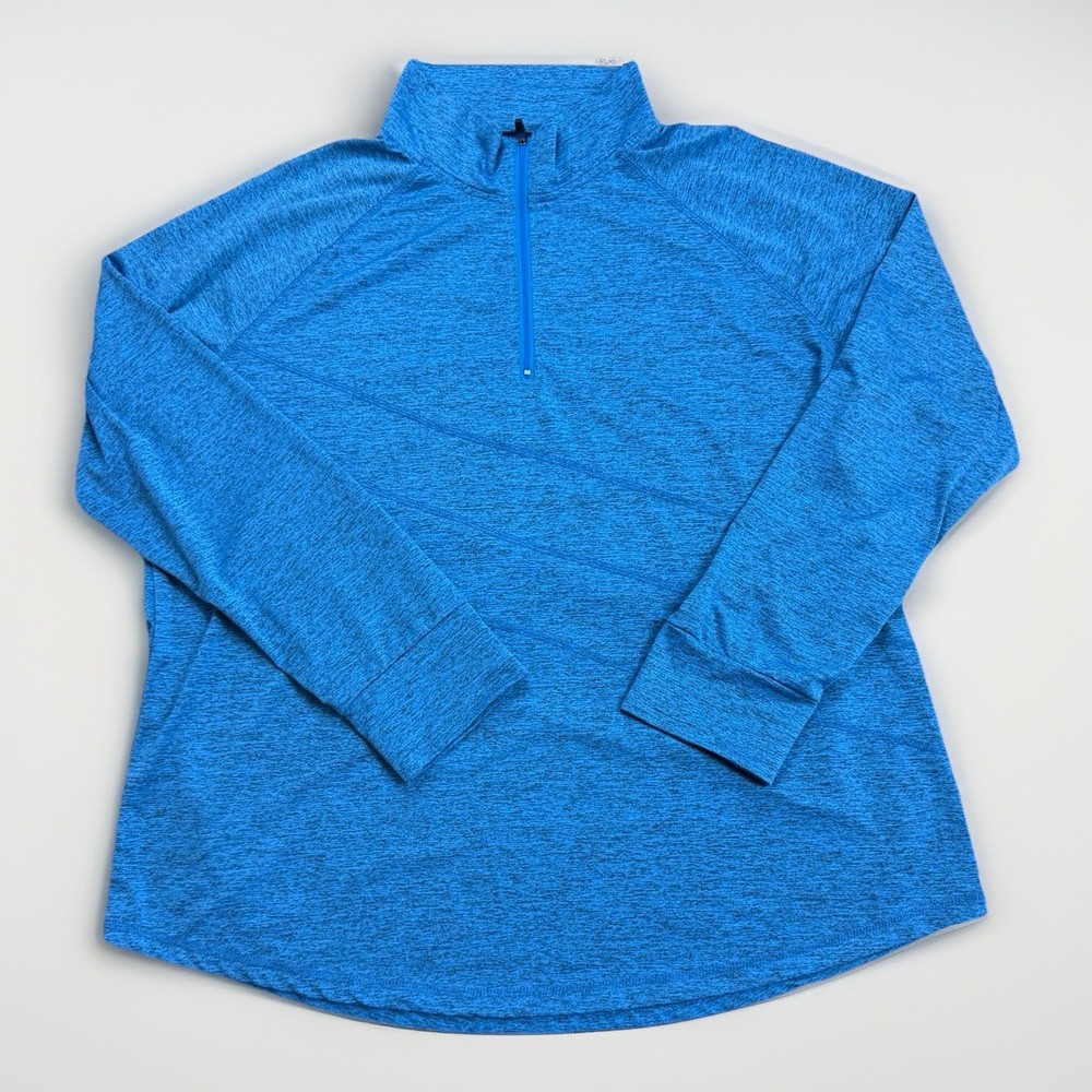 Men’s Blue Quarter Zip Activewear Pullover 2XL Long Sleeve Athletic Workout Top