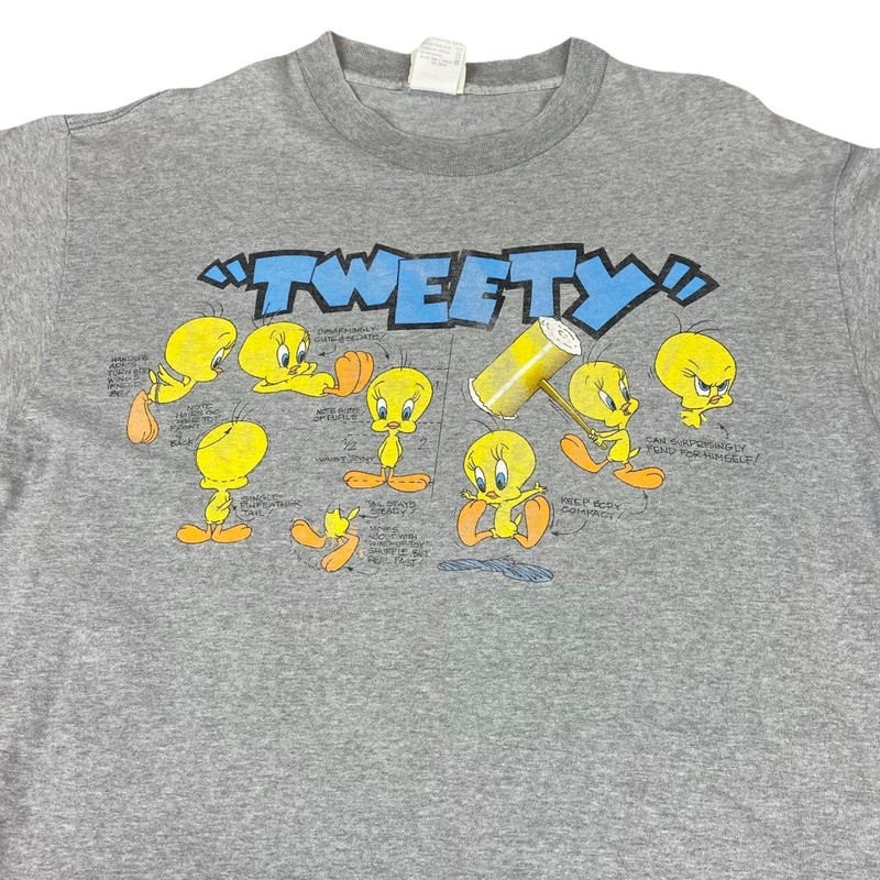 Vintage 90s Grey Tweety Bird Looney Tunes Warner Bros Graphic T-Shirt Large gallery