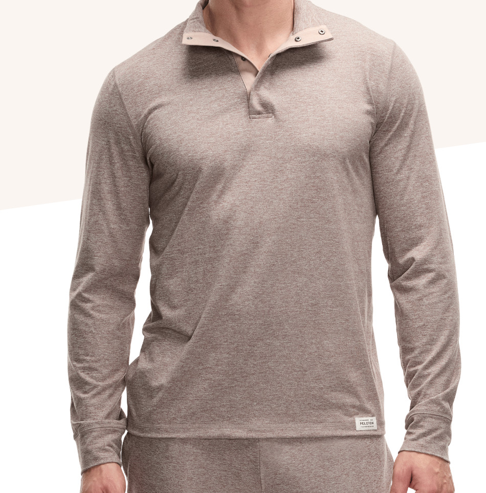 Peloton Dreamblend Snap Placket Pullover Loungewear Taupe Grey Men's Size Medium gallery