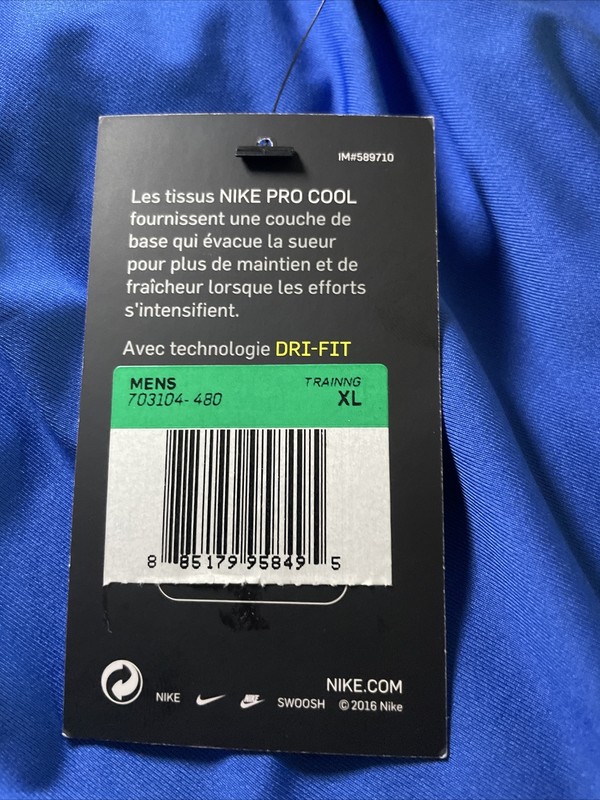 Nike PRO Cool Fitted Crossfit Gym Shirt Royal Blue Mens Size XL NEW Fast Ship gallery
