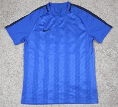 Nike Academy Football Soccer Top Short Mens Large Blue Striped All Over Print