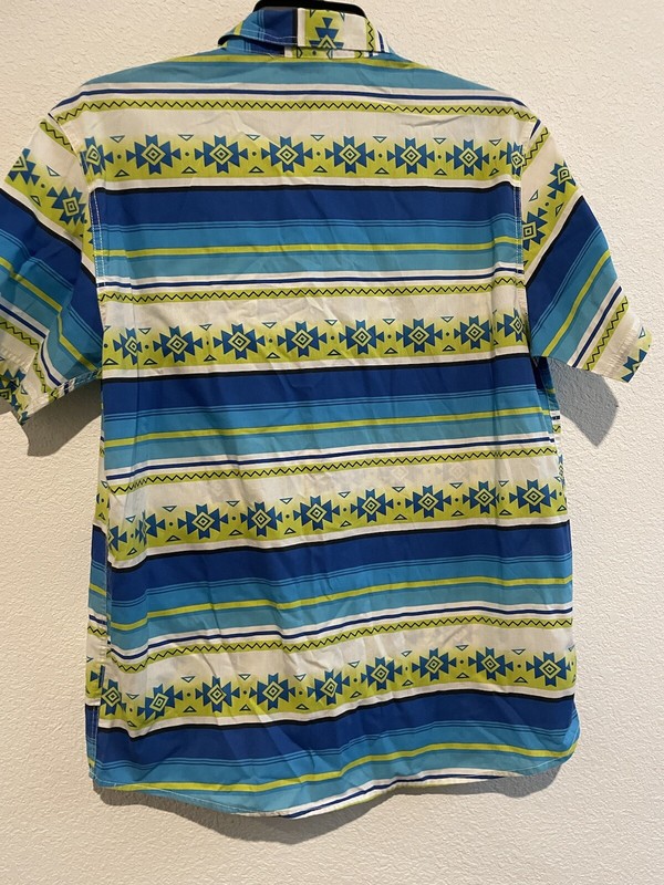 Southpole Royal Aztec Native American Print Bright Button Down Shirt Men’s XL gallery
