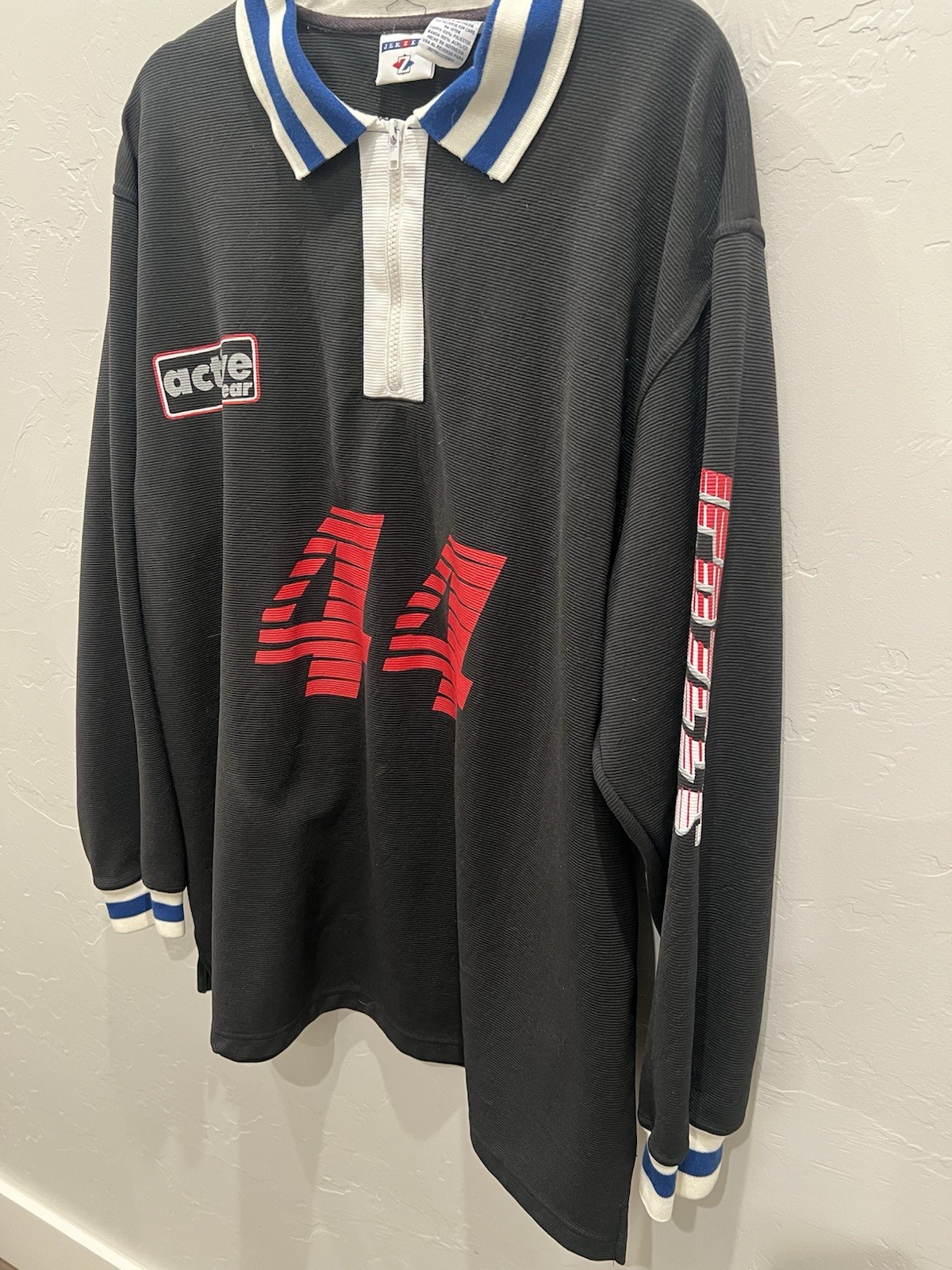 Jerzees Athletic Gear Longsleeve Jersey Mens Size XL #44 VTG Black Quarter Zip gallery