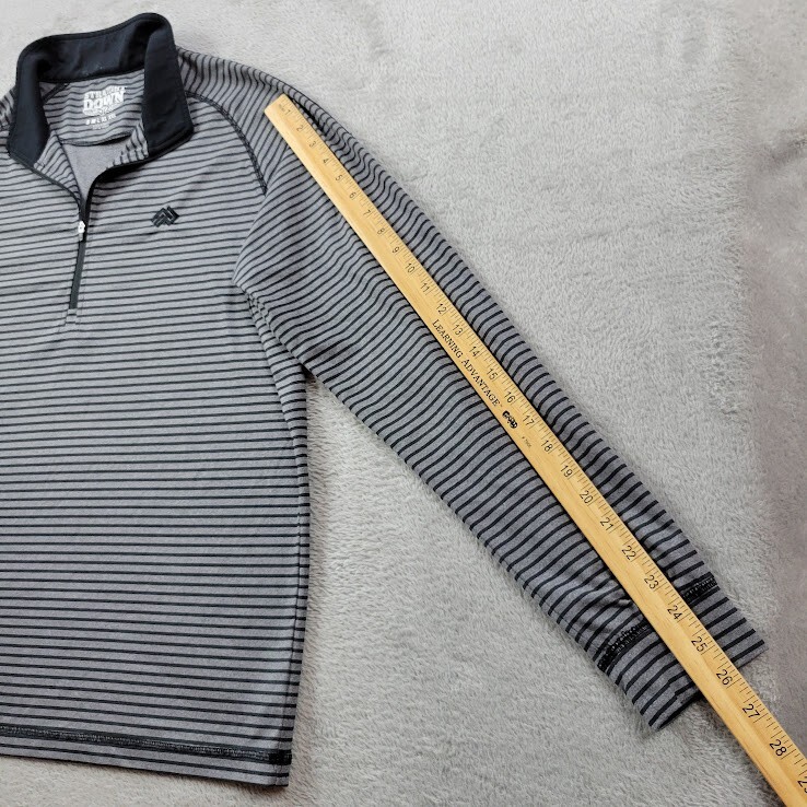 Straight Down Quarter Zip Pullover Mens Medium 1/4 Gray Stripes Performance Golf gallery