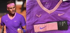 NIKE RAFAEL NADAL RAFA PINK & PURPLE V-NECK SHIRT + HEADBAND ROME MASTERS S NEW!