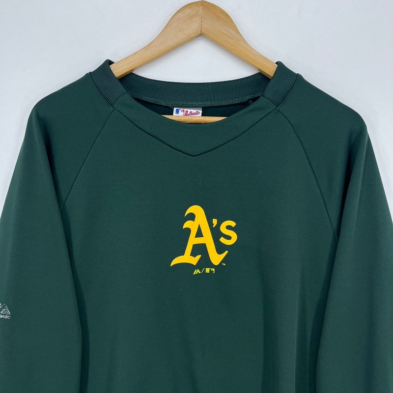 Majestic Oakland Athletics Therma Base Pullover Green Mens XL MLB Baseball Logo gallery