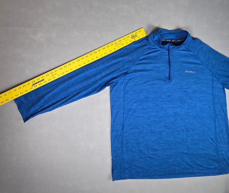 Eddie Bauer Pullover Mens 2XL Blue Motion FreeDry Quarter Zip Athletic Shirt gallery