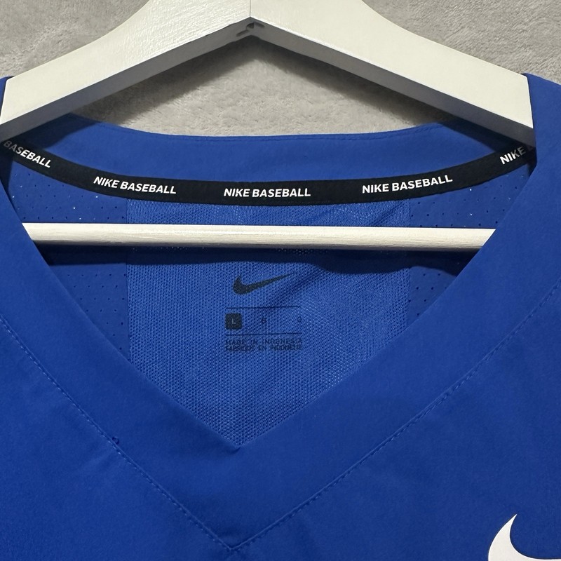 Nike Baseball Hot Training Jacket Men's L Blue V-Neck 3/4 Sleeves Lightweight gallery