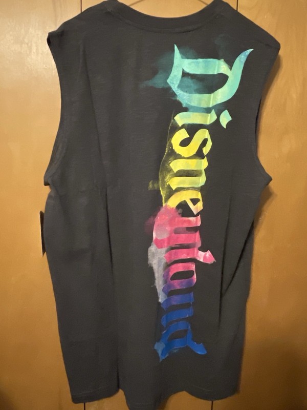 DISNEYLAND TIE DYE CASTLE GRAY ATHLETIC SLEEVELESS SHIRT TANK TOP LARGE NEW gallery