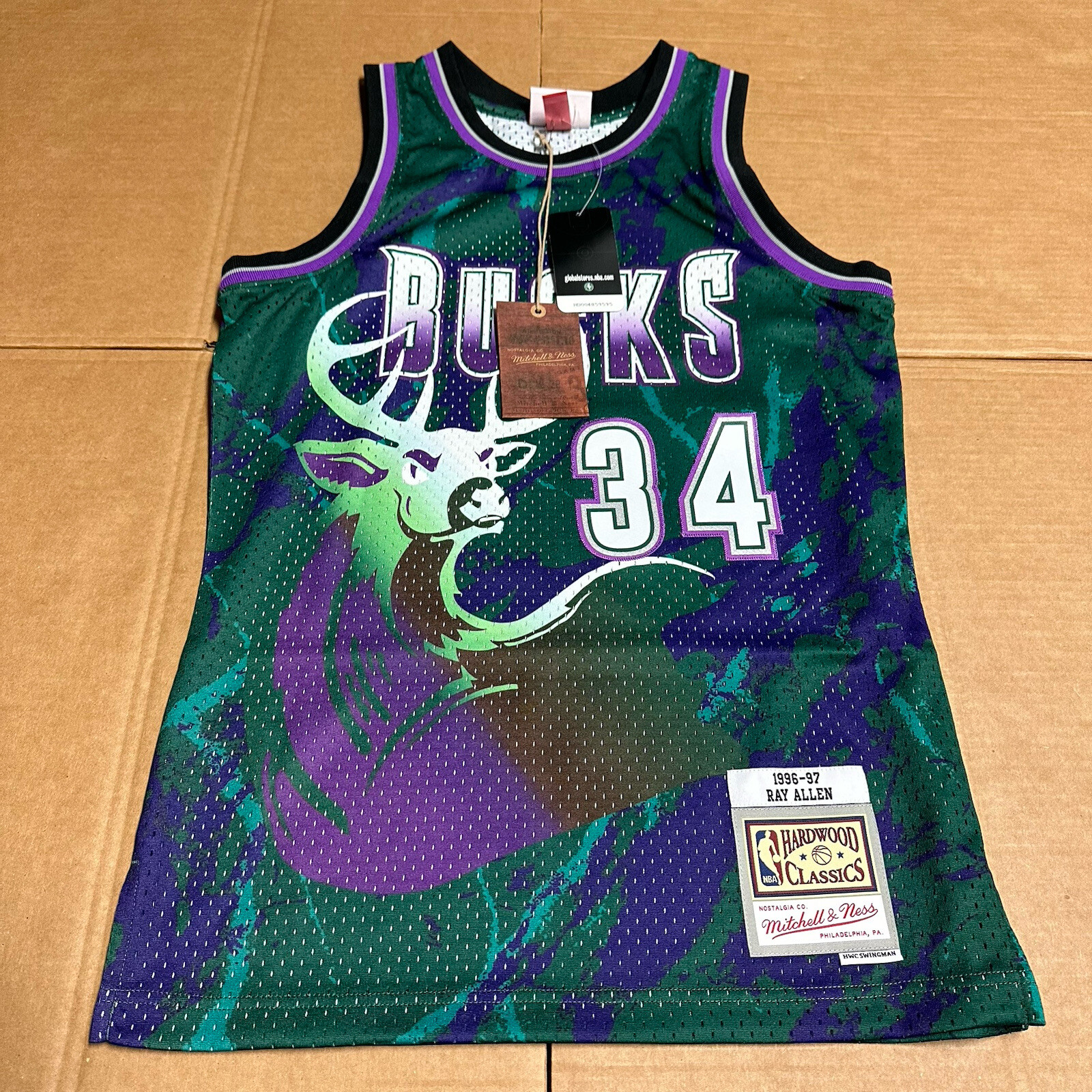 MITCHELL & NESS TEAM MARBLE SWINGMAN JERSEY MILWAUKEE BUCKS 1996 RAY ALLEN Small gallery