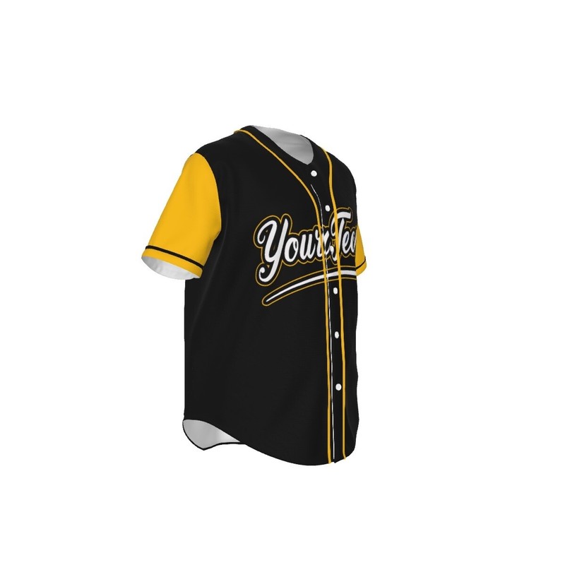Fully Custom Black and Yellow Baseball Softball Team Design Baseball Jersey BS-1 gallery