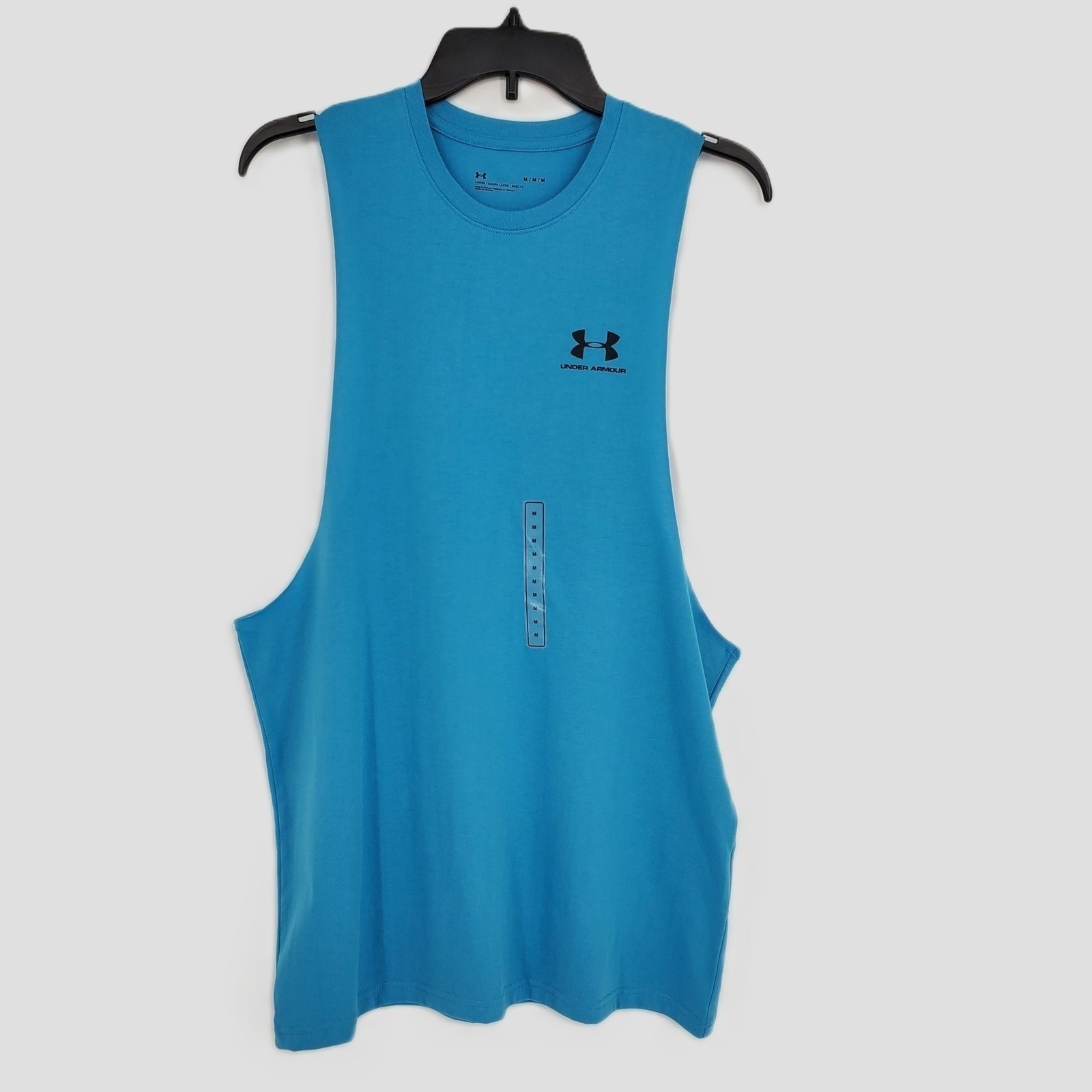 Under Armour Mens Size Medium Loose Fit Cut Off Tank Top Blue Athletic Tagless gallery