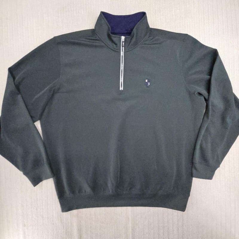 F&G Tech Pullover Mens 2XL Green 1/4 Zip Mock Neck Golf Stretch Top Performance gallery