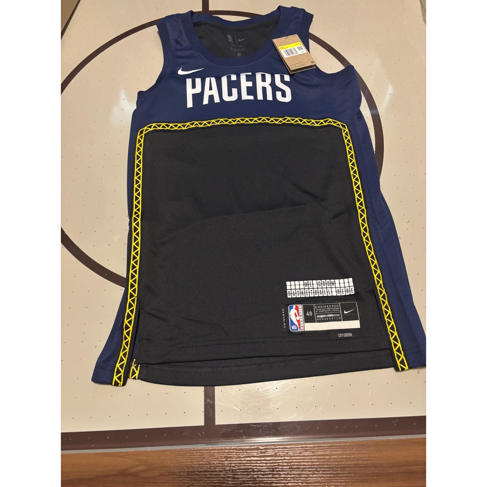 Nike Indiana Pacers NBA Swingman City Edition Jersey Navy Black Mens Small gallery