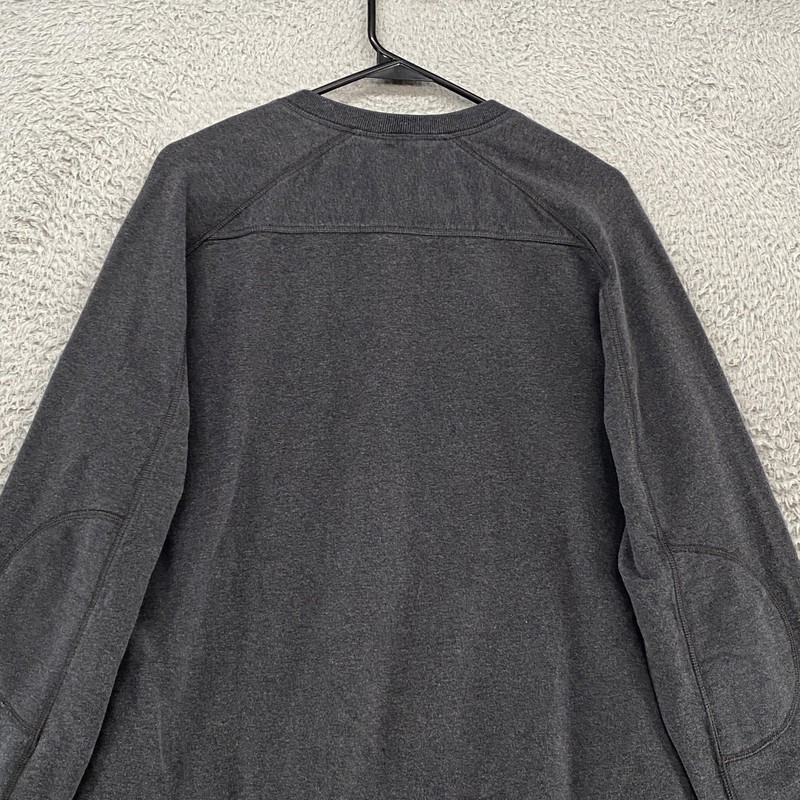 Lululemon Henley Shirt Mens Medium Gray Heather Long Sleeve Raglan Elbow Patches gallery