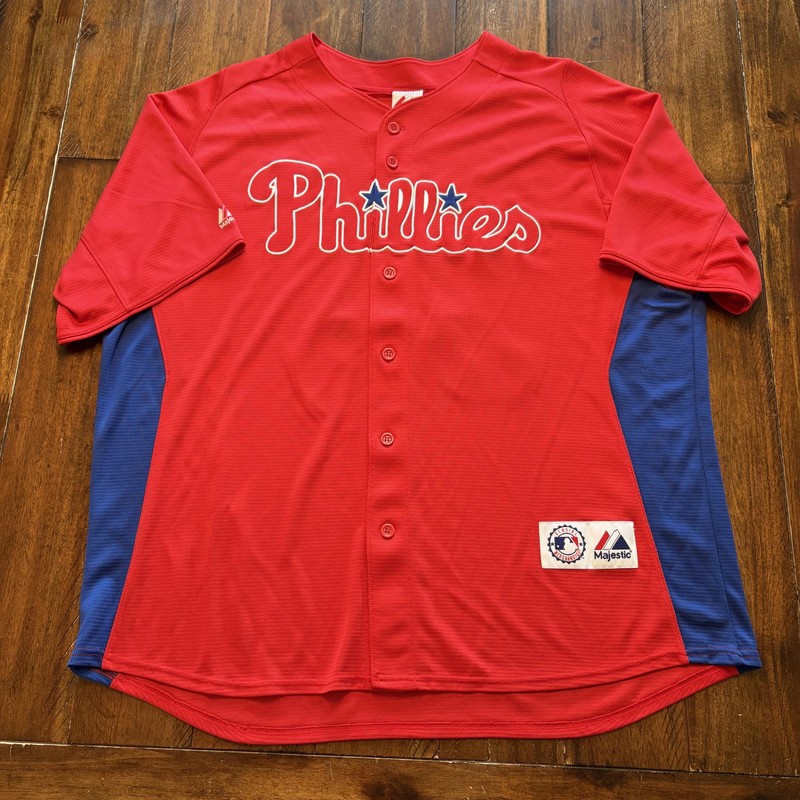 Philadelphia Phillies Baseball Jersey Mens 2XL Red MLB Halladay 34 Majestic gallery