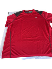 Men’s New Balance Running Shirt red gray XXL Lightning Dry Fabric Logo