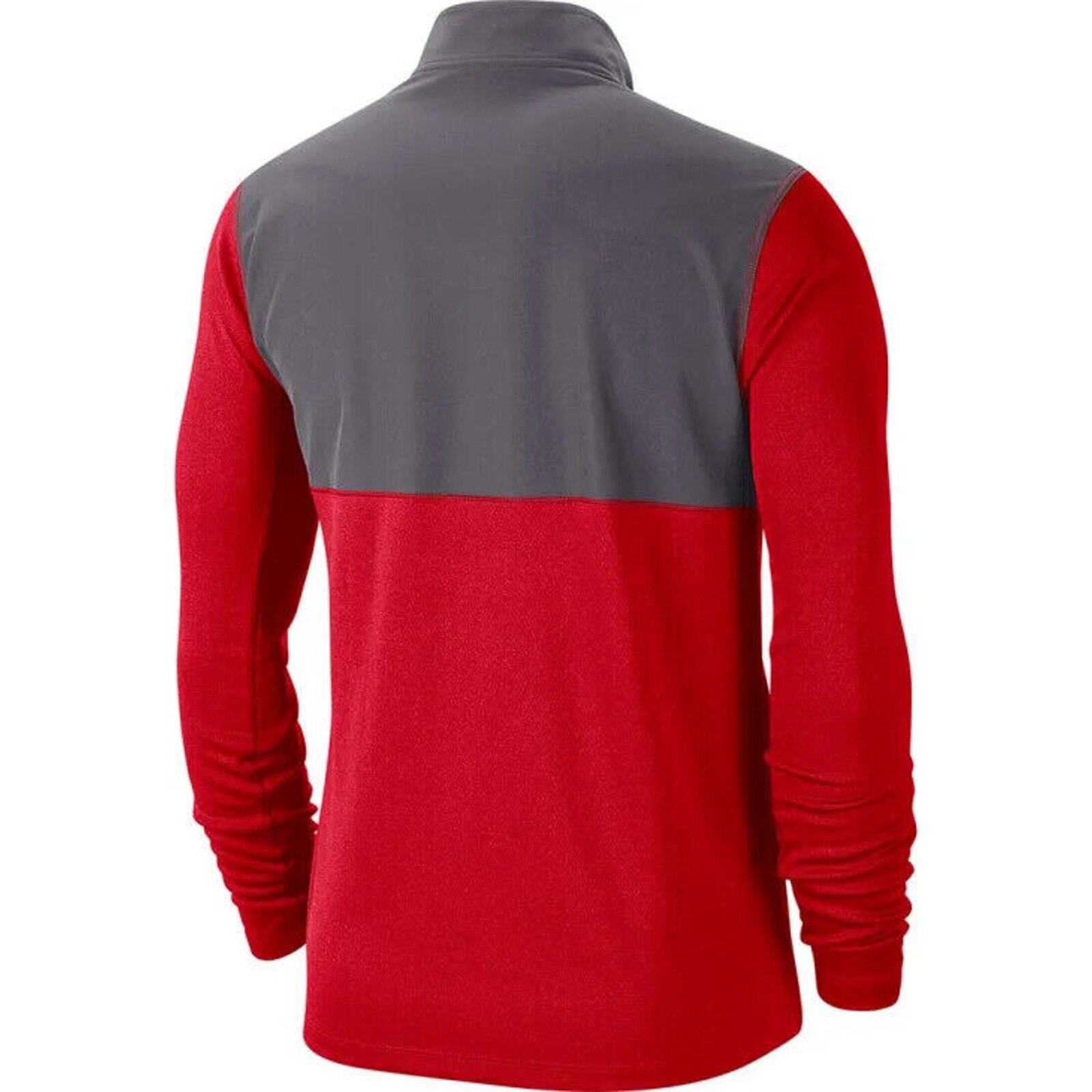 Nike Dri-Fit Quarter-Zip Pullover Scarlet Red/Grey Fan DH3410-391 Men's Small gallery