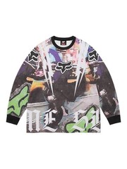 Supreme x Fox Racing Long Sleeve T-Shirt Black Multicolor Graphic Print XL – NWT
