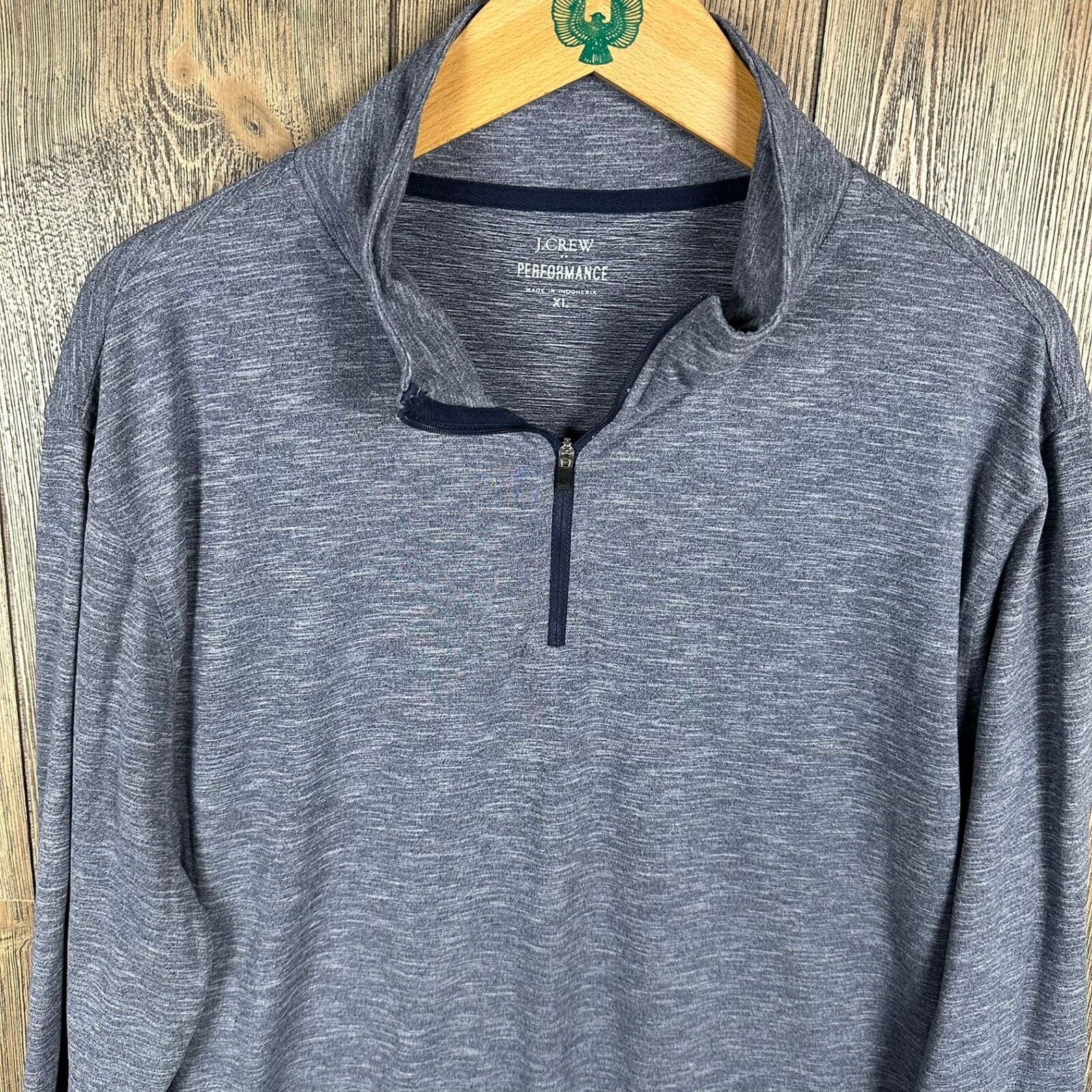 J.Crew Performance Pullover 1/4 Zip Activewear Long Sleeve Heathered Blue XL gallery