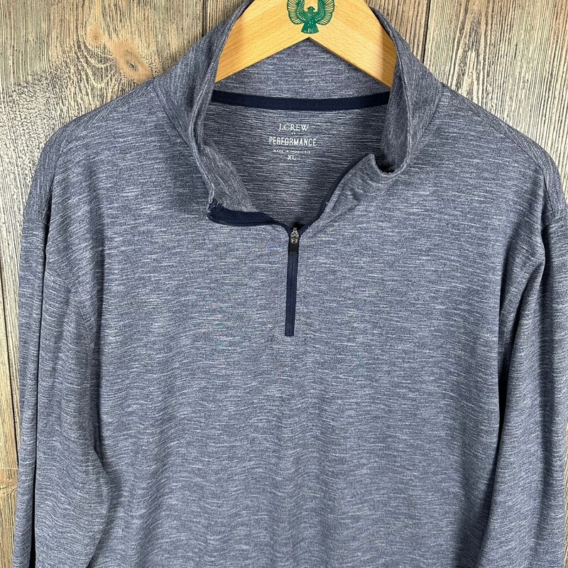 J.Crew Performance Pullover 1/4 Zip Activewear Long Sleeve Heathered Blue XL gallery