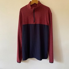 Gap Fit Pullover Mens Small Long Sleeve Athletic Red Blue 1/4 Zip Mock Neck