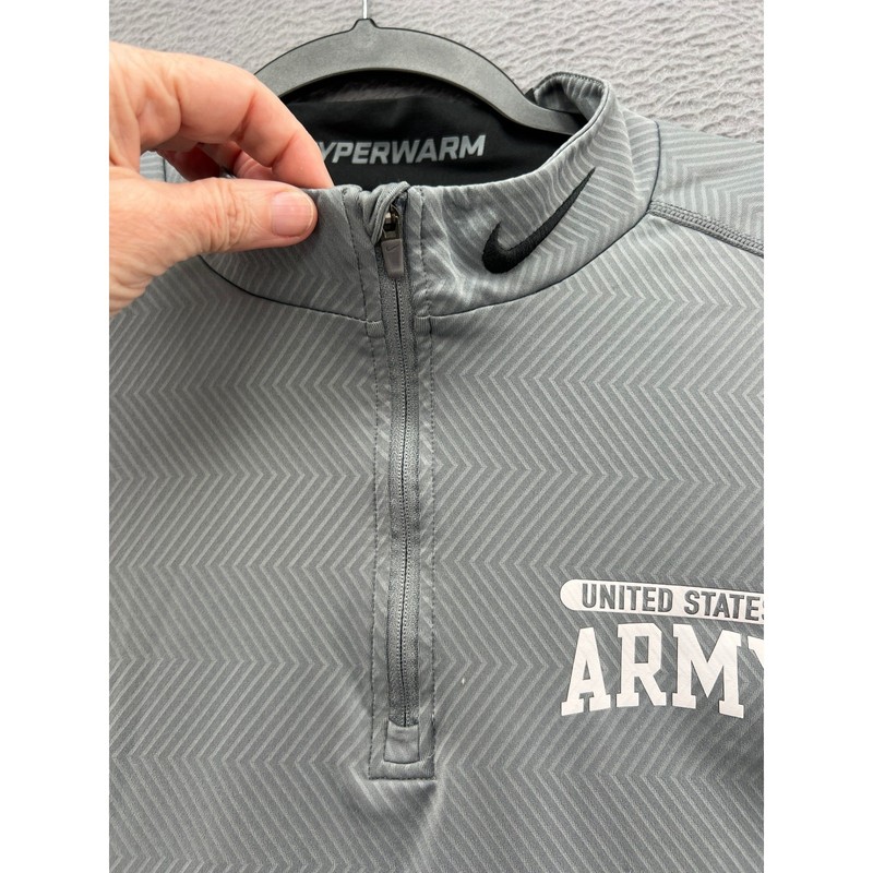 Nike Pro Pullover Hyperwarm US Army Quarter Zip Mens Medium Grey Drifit gallery