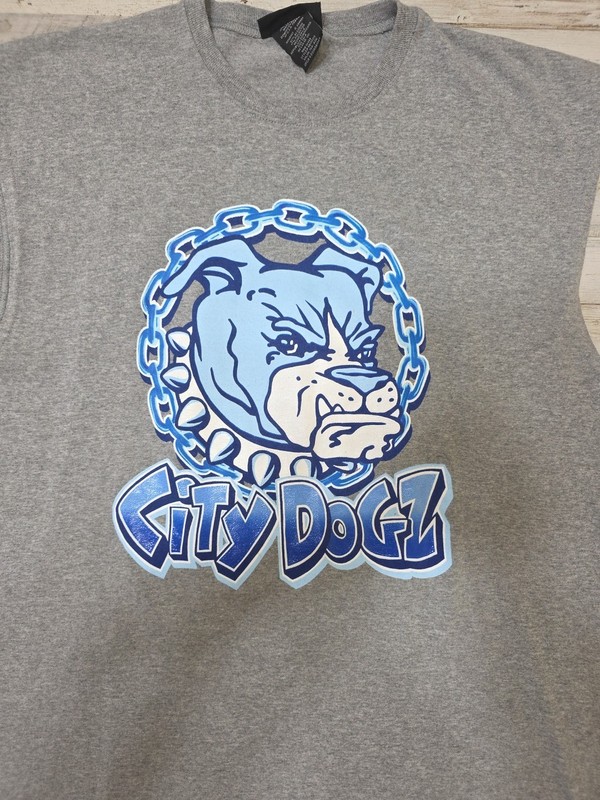 No Boundaries City Dogz Sleeveless Tank Top Shirt Mens Size Large Bull Dog Gray gallery