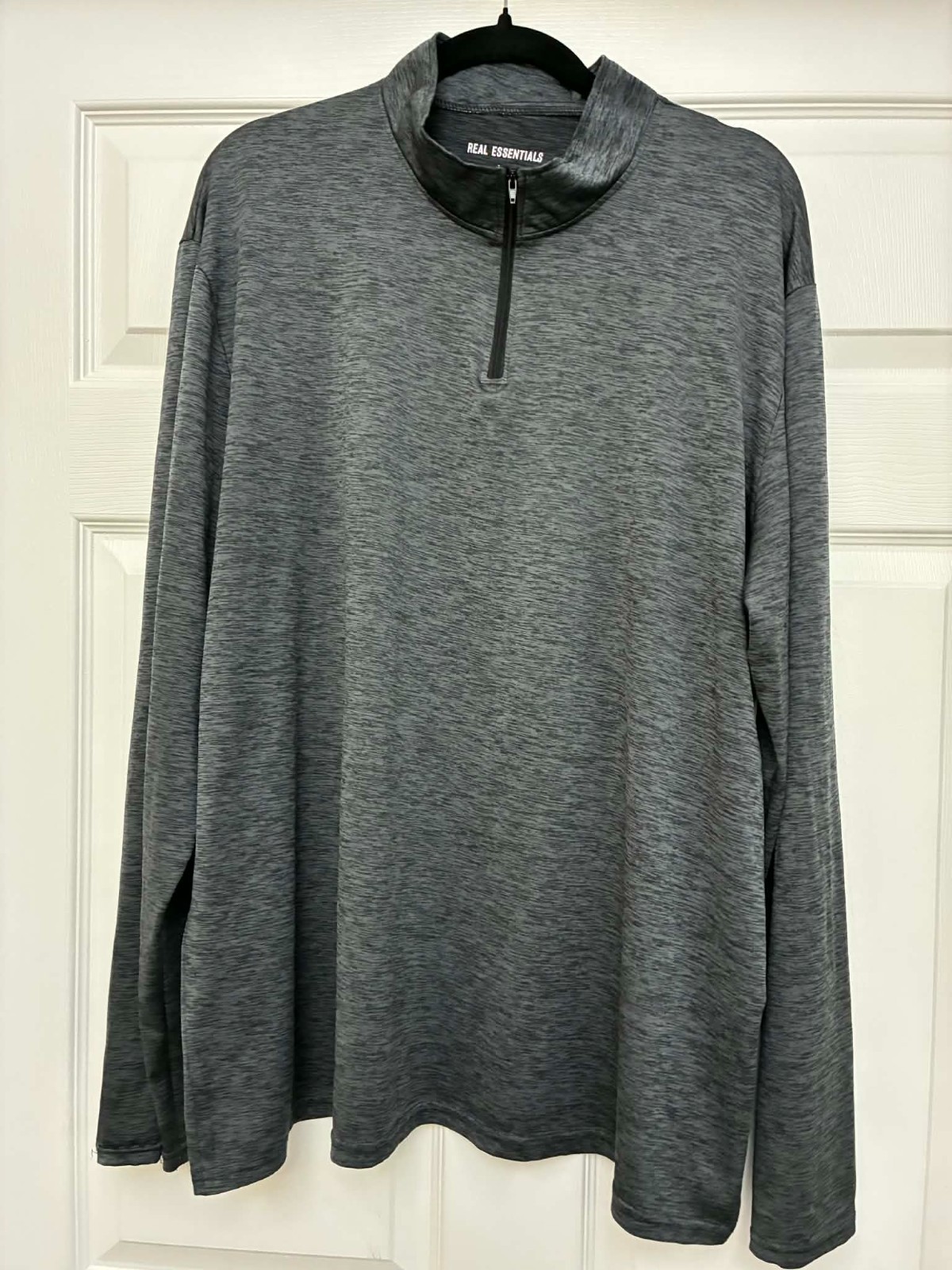 Real Essentials Men’s Heather Gray Quarter Zip Pullover Long Sleeve Athletic gallery