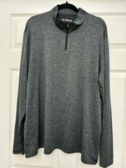 Real Essentials Men’s Heather Gray Quarter Zip Pullover Long Sleeve Athletic