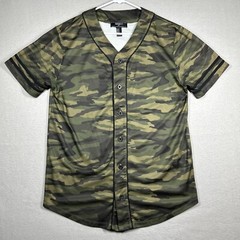 Forever 21 Camo Baseball Jersey Men’s M Green Forest Camouflage