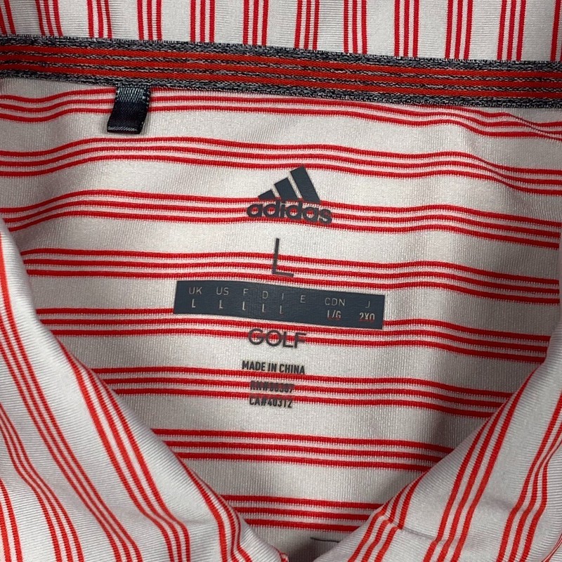 Adidas Polo Shirt Mens Large Gray Striped Short Sleeve Golf Casual Adult gallery