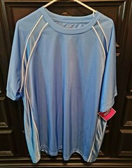Jerzees Men’s Activewear Short Sleeve Shirt Size 2XL Blue with White Trim NWT