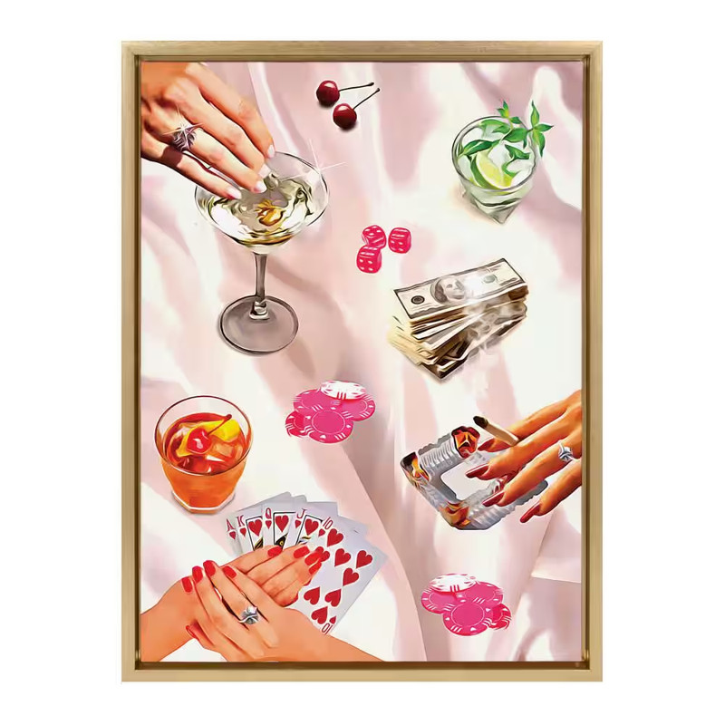 Sylvie Game Night Poker Framed Canvas by Honey Island Studio (Set of 1) Culture gallery
