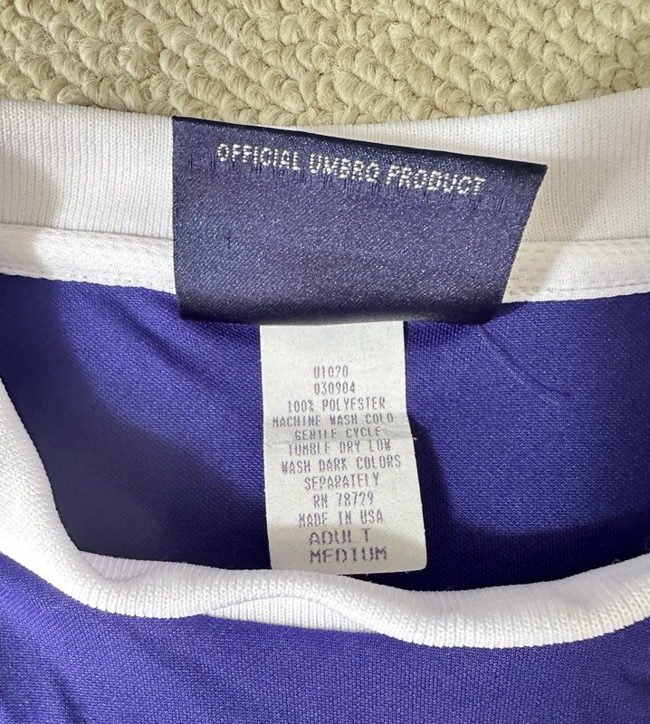 Umbro Purple And White Soccer Shirt Made In USA Size Medium gallery