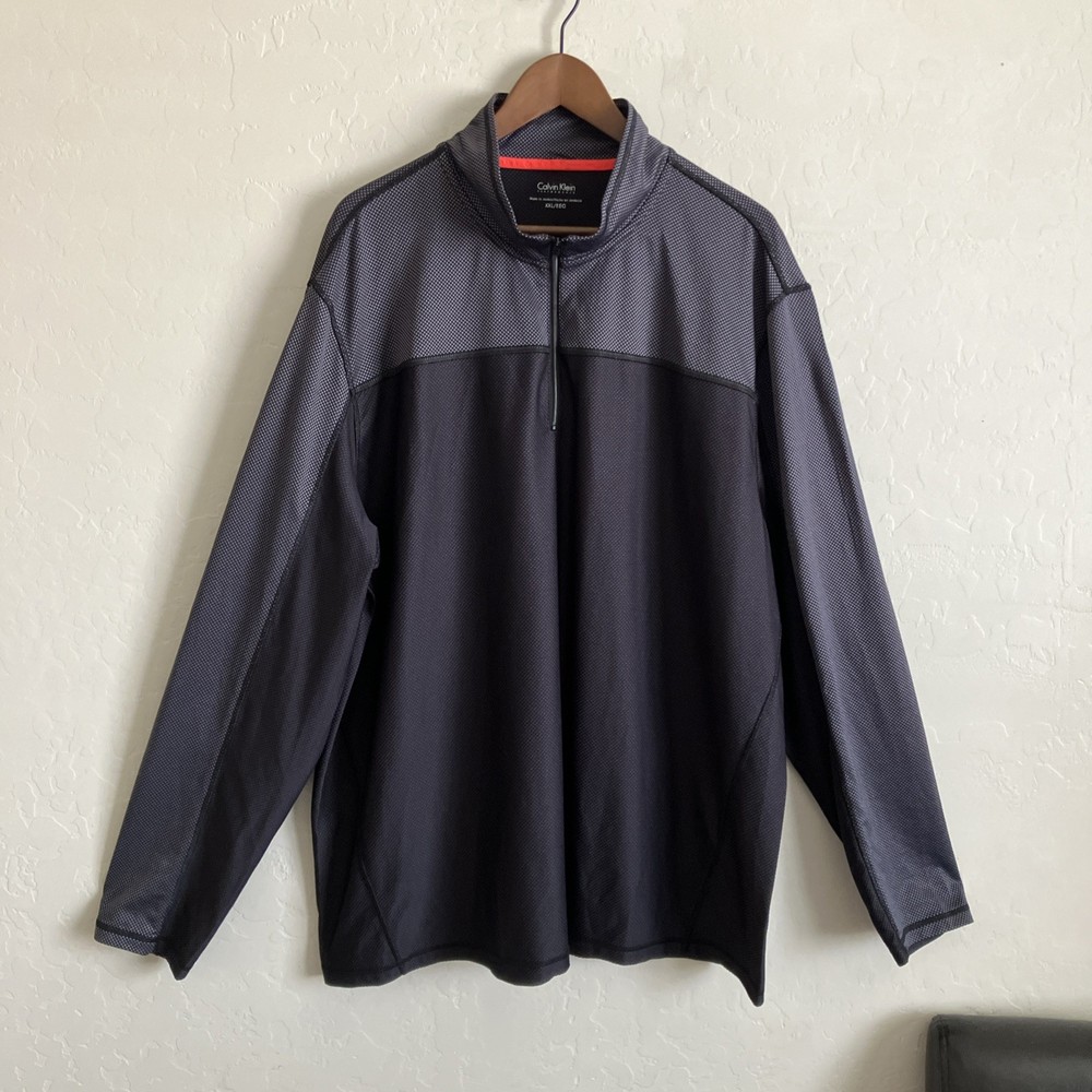 Mens XXL Pullover 1/4 Zip Gray Performance Long Sleeve Lightweight Calvin Klein