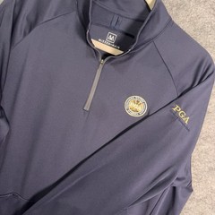 Mizzen Main Performance 1/4 Zip Pullover Men Sz L Blue Stretch PGA Logo