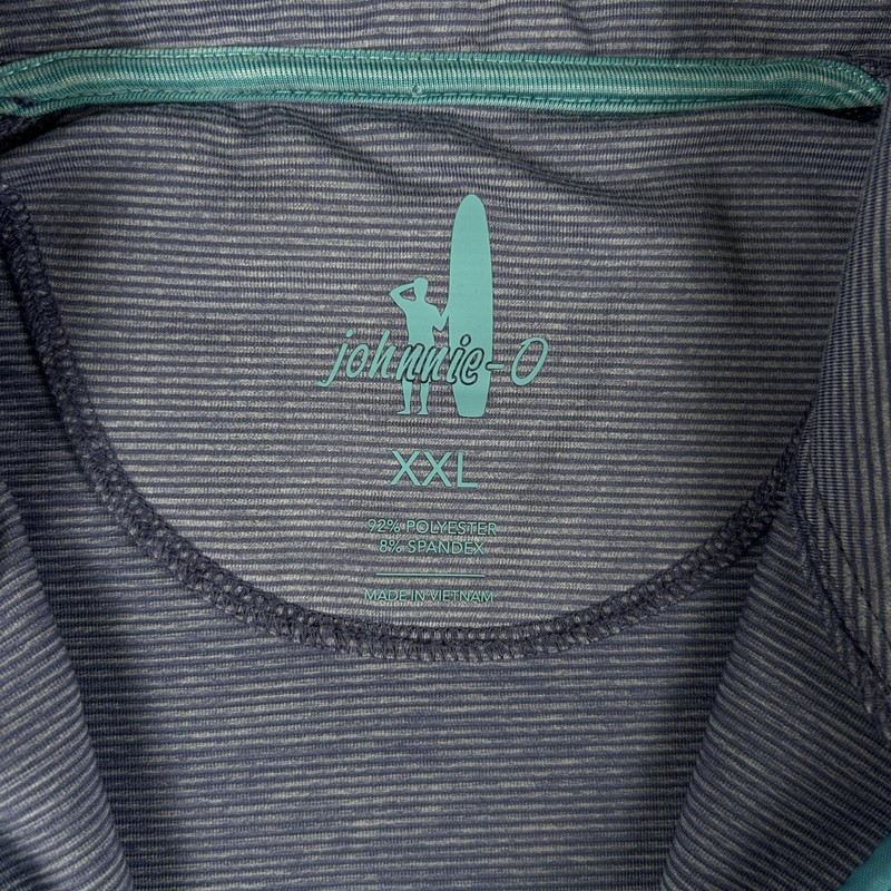 Johnnie-O Performance Pullover Mens 2XL Blue Vaughn 1/4 Zip Golf Shirt Striped gallery