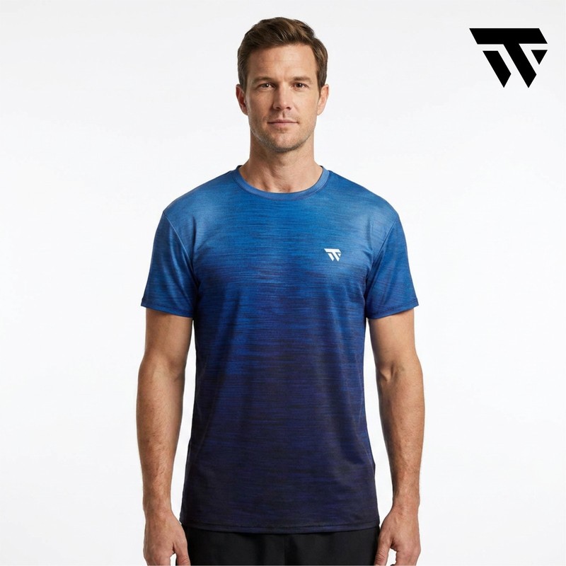 Men’s Navy Gym T-Shirt Athletic Performance Workout Moisture Wicking Sports Tee gallery