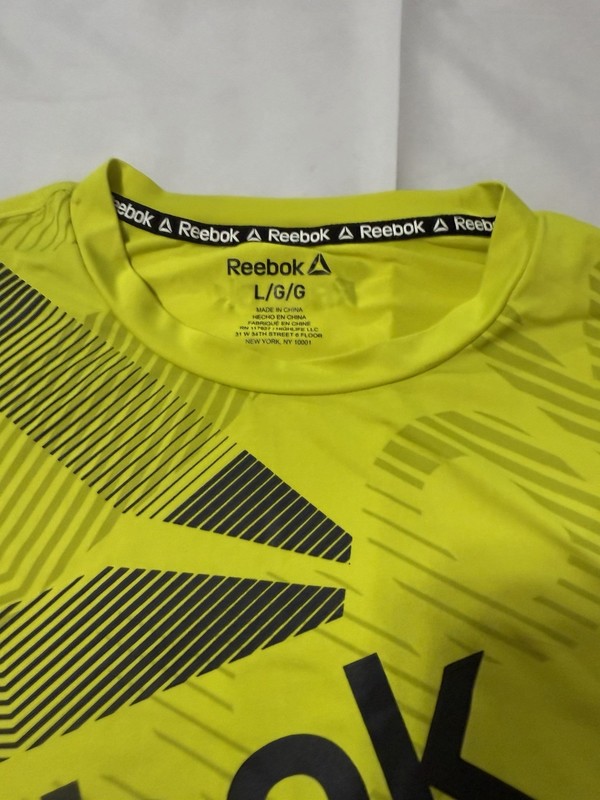 Reebok Mens Large Neon Yellow Volt Speedwick Performance Gym Shirt Hi-Vis gallery