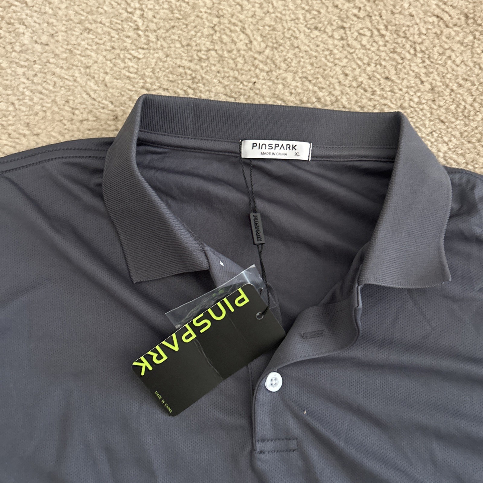 Pinspark Men’s White Shirt Long Sleeve Size L Moisture Wicking Golf Athletic NWT gallery