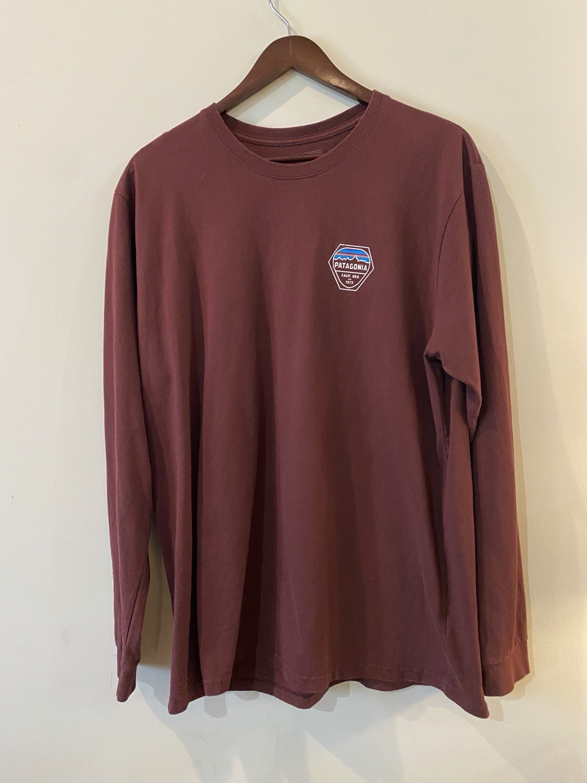 Patagonia Brown Long Sleeve Worn Wear T-Shirt XXL 50% Recycled Cotton Polyester gallery