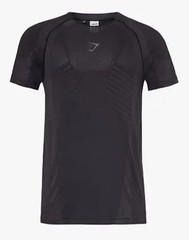 Gymshark Apex Seamless Slim Fit Stretch BLACK T Shirt Men’s Size LARGE