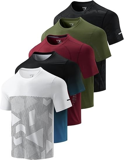 5 Pack Men’s Active Quick Dry Crew Neck T Shirts | Athletic Running Gym Workout gallery