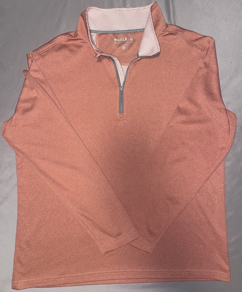 Maelreg Performance Pullover Mens XL Peach 1/4 Zip Long Sleeve Active Shirt