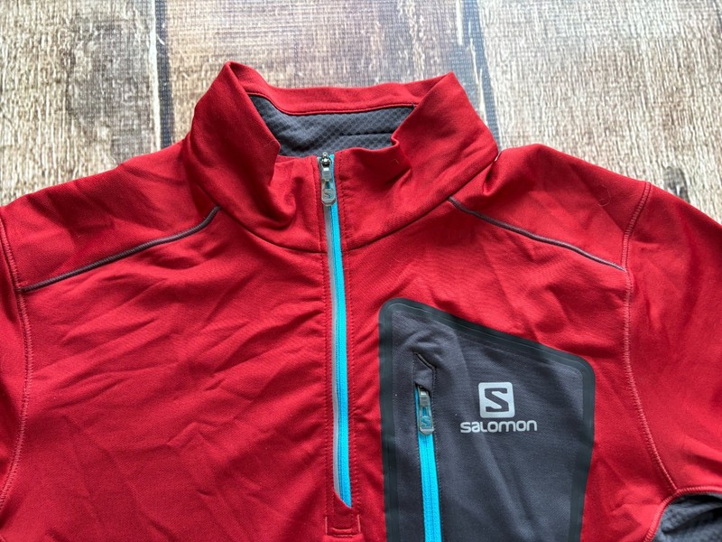 SALOMON TRAIL RUNNER 1/4 MID LAYER TOP SHIRT RED MENS SMALL GREAT CONDITION gallery
