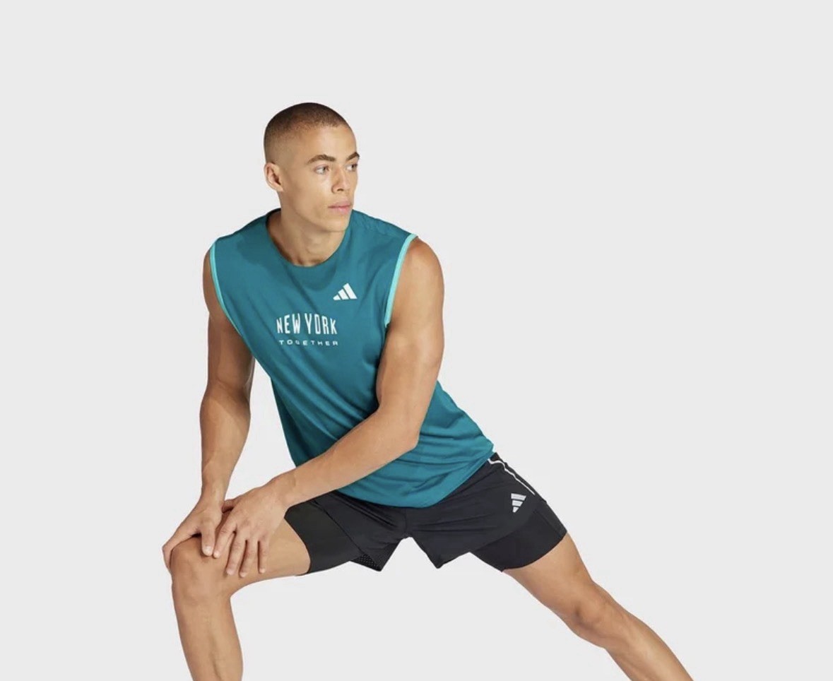 Adidas Unisex Medium NYC Running Carrera Singlet Tank Top Legacy Teal IK6885 NWT gallery