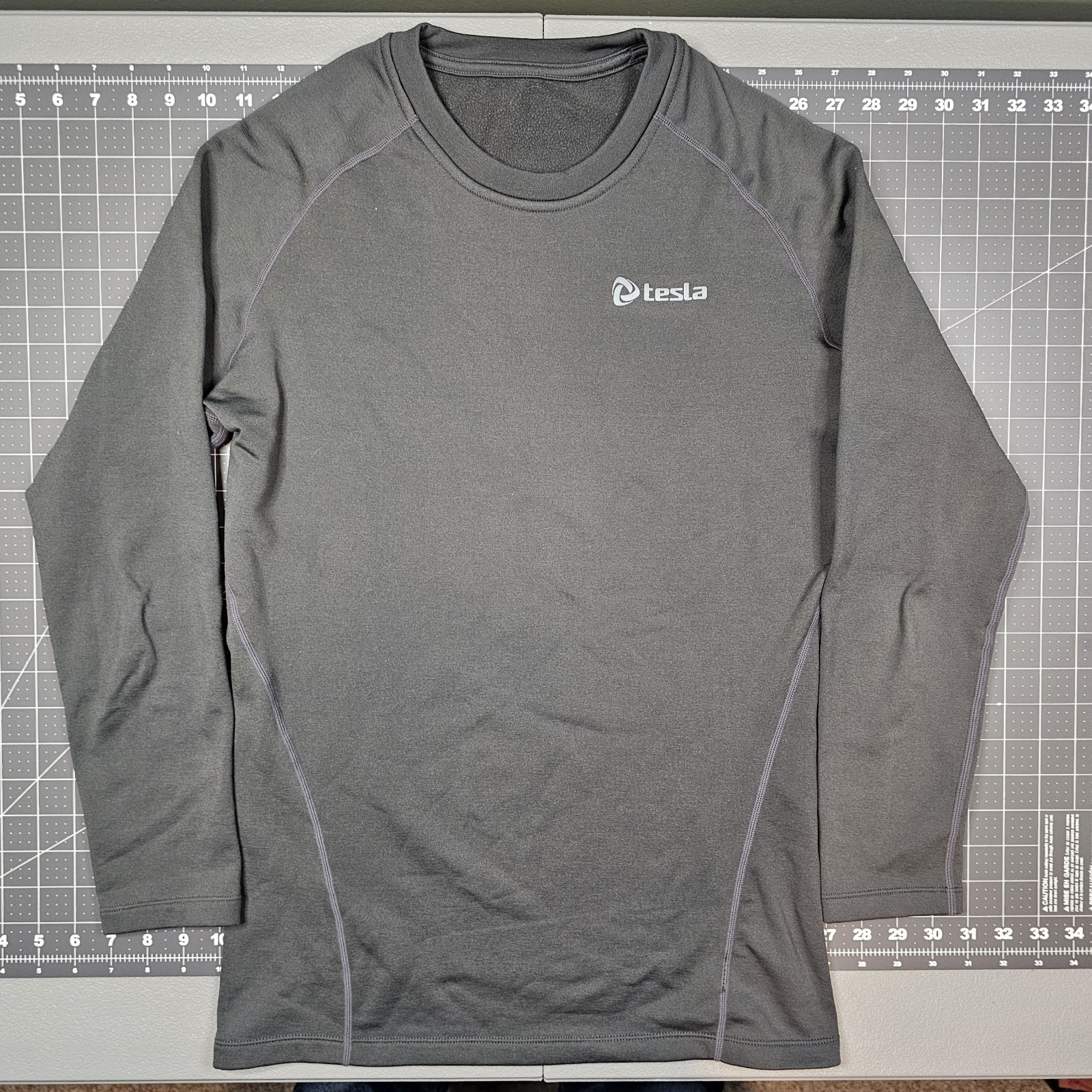Tesla Gear Compression Shirt XXL Gray Raglan Thermal Fleece Lined Exercise Gym gallery