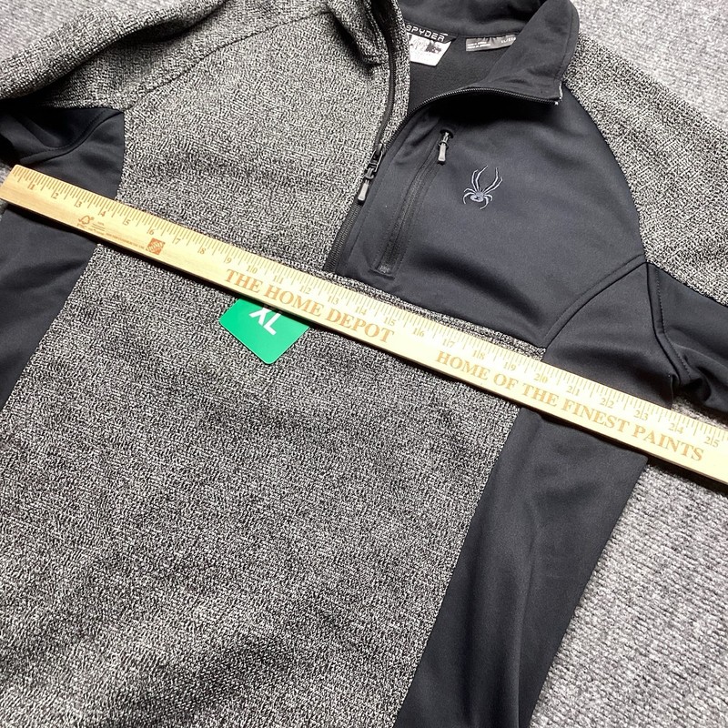 Spyder Mens XL Outbound 1/2 Zip Pullover Midweight Waffle Knit Fleece Gray gallery