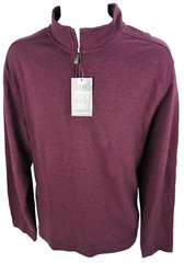 Large Van Heusen Never Tuck Royal Red Spiced Currant Otto Pull Over 1/4 Zip